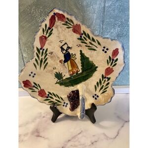 Blue Ridge China Hand Painted Underglaze Leaf Dish Southern Potteries Folk Art